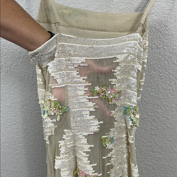 NWT La Fuori Whispering Blooms Ombre Embellished Sequin Tulle Gown Maxi Dress S - Picture 9 of 17